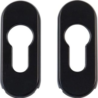 Amig - High-Security Escutcheon with Reinforced Steel Body for Locks Mod. 3700 | 70 x 29 mm | Enhanced Protection for Metal Doors | With Aluminium Trim | Black Finish
