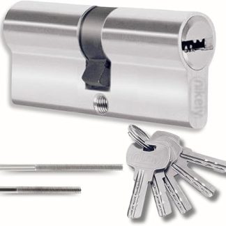 Lock Cylinder 35/35mm with 5 Single Keys, Profile Cylinder Set with Two Screws, Easy Mountable Lock for Doors and Garages, Length 70mm