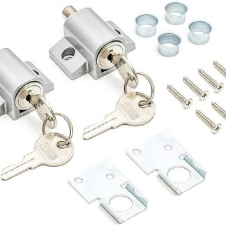 2 Pcs Silver Sliding Patio Door Lock, Sliding Door Lock for Additional Security. Supplied with Fixtures and Fittings. Universal Lock Suitable for Most Door Types.