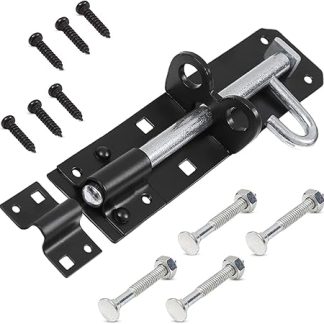 ZAVIA Brenton Bolt Door Lock | 6 (152mm) Black Powder Coated Gate Bolts for Wooden Gates | Strong Sliding Bolt Lock for Garden, Shed, Barn & Storage Doors