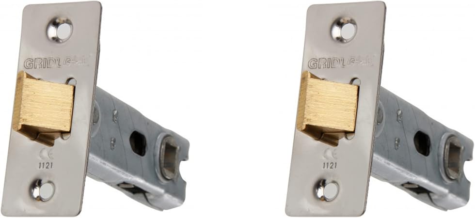 UAP 65mm Tubular Door Latch with Square Corners - 2-Pack Stainless Steel Internal Door Lock Set with Strike Plate & Fittings for Home, Office & Commercial Use (2 Pack, 65mm, Satin Stainless)