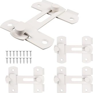 4 Packs Barn Door Latches, Stainless Steel barn gate flip Door Latch Bi-fold Door Lock,Sliding Door Lock Wine Cabinet Closet Door Latches (White)