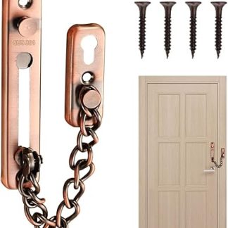 Anti-Theft Chain 304 Stainless Steel Door Chain with Screw Door Chain Lock for Interior Doors and Windows of Home Hotel (Red)