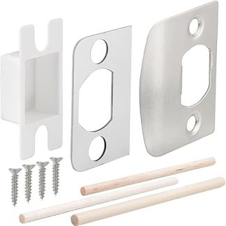 Streysisl Trap Strike Plate, Entrance Door Strike Plate - Door Lock Hardware, Stainless Steel Latch Strike Plate with Washers and Wooden Nails, Locking Pin Buckle Plate