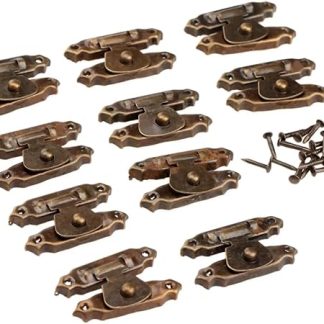 10Pcs Antique Bronze/Gold Iron Jewelry Gift Box Padlock Hasps Latch Clasp Lock Wooden Box Buckle Furniture Hardware Hardware Fittings Retro Door Lock 26 * 15mm(Color:Bronze)