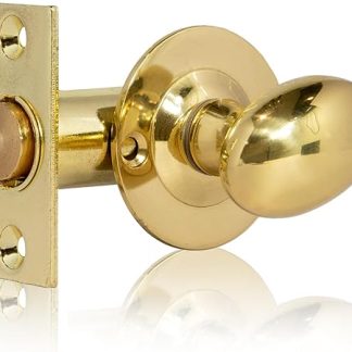 XFORT Rack Bolt Security Kit in Polished Brass, Oval Turn Knob with 55mm Rack Bolt. Extra Security As an Additional Lock, Enhanced Protection for Doors.