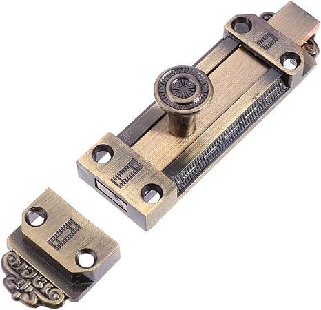 Veemoon Large Vintage Slide Door Bolt Security Lock 5-inch Zinc Alloy Door Latch for Bathroom and Outdoor Use Heavy-Duty Sliding Lock Mounting Hardware