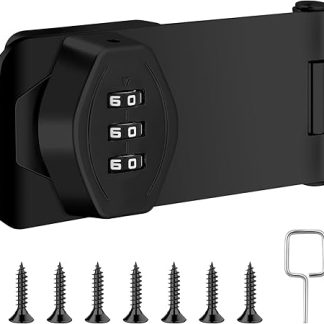 4 Inch Mechanical Password Rotary Hasp Locks 3-Digit Keyless Password Combination Lock Cabinet Combination Lock Twist Knob Hasp Latch Lock for Cabinets Barn Door Closet Box(Black)