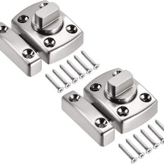 uxcell Rotate Bolt Latch, 1-inch Zinc Alloy Security Door Slide Lock, 2 Pcs (Silver)