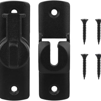 Black Barn Door Latch Lock, 90/180 Degree Flip Gate Latches Hardware, Security Sliding Pocket Bifold Latch for Barn, Swinging Door, Fitting Room, Cabinet, Garden, Window, Bathroom, Wardrobe, Garage