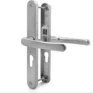 TSS UPVC Door Handles Set - Lever/Lever - 48mm PZ (Centres) - 215mm Screw to Screw - Backplate 246mm X 32mm - UPVC Door Handle - Replacement UPVC Door Handles - PVC Door Handle (Silver)