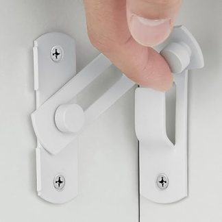 INIRET Flip Door Sliding Latches，Matte White 90 Degree Stainless Steel Bar Gate Latches Safety Door Lock,Sliding Door Antique Lock Gate Latches Wine Cabinet Carbon Steel Closet Door Latches