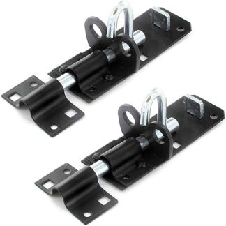 2 x Brenton Strong Sliding Padlock Shed Gate Door Bolt Black or Zinc 100mm (4) Black