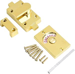 LED Indicator Bathroom Door Lock Zinc Alloy Privacy Lock for Toilets and Showers (Gold)