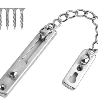 Safety Chain Door Lock Heavy Duty Latch Chain Door Lock with Spring Anti-Theft Snap Lock, DoorChaintainless Steel Latch with Spring Anti-Theft Snap Lock, Brushed Nickel Finish, for Home Security