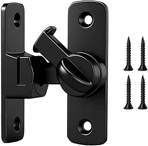 90/180 Degree Door Lock, Black Gate Flip Sliding Barn Gate Lock, Small Latch for Lockable Security Sliding Doors Hardware with Screws for Interior Kitchens, Bedrooms, Study, Bathrooms, Cabinet