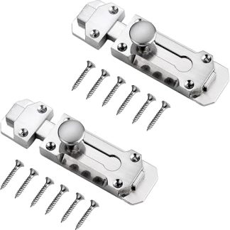 2Packs Polished Chrome Door Bolts 4 Inch Surface Mounted Sliding Door Lock,DurableFlat Bolt Surface Door Latches Tower Bolt,Ideal for Securing Internal Doors for Bedrooms,Cupboards and Storage Units