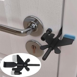 Upgraded Portable Door Lock Security, Travel Door Lock Without Drilling,Black Stainless Steel Lock for Home,Hotel,School,Dormitory,FlatSecurity Device Door Locker from Inside.