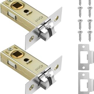 2 Set 45mm Tubular Latch, Door Catches for Internal Doors, Door Latch with Door Latch Plate and Screw, for Bedrooms Kitchens Bathrooms