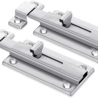 2 Pieces Bathroom Stall Door Latch 4 inch Door Bolts with Screw Stainless Steel Latch Sliding Door Lock Mounted Slide Bolt Silver Sliding Lock Bolt Bathroom Stall Hardware for Internal Doors