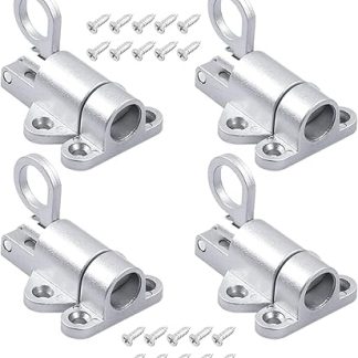 4 Pcs Automatic Spring Latch Lock, Aluminum Alloy Spring Latch Bolt, Pull Ring Door Bolt with Screws, Suitable for Windows, Wooden & Cabinet Doors, Fence, Drawer