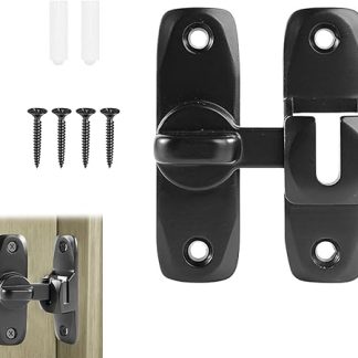 1Pc Sliding Door Lock Sturdy Smooth 90 Degree Flip Door Latch Barn Door Gate Latches Lock Right Angle Latch Hardware Black for Barn Garden Bathroom Garage Window