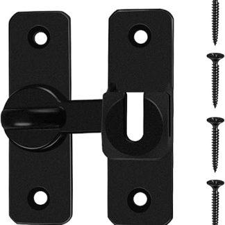 Black gate Lock,90/180 Degree flip Sliding barn Door Lock with 4Pcs Screw,Security Door Latch,Small gate latches for Bathroom,Garden,Window,barn,Outdoor,Garage,Sliding Door