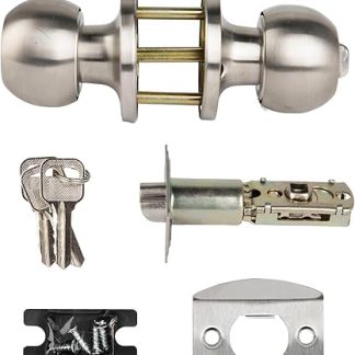 2 Pcs Door Handle Lock with Keys, Door Lock for Interior with Adjustable Latch, Stainless Steel Privacy Door Handle with Locks for Bathrooms, Bedrooms, Kitchen, Balcony, Office (Silver)