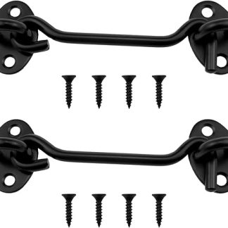 Dsjnf 4 Inch Barn Door Latch Hardware Sliding Door Lock Door Latches Hardware Hook and Eye Latch for Door Metal Door Lock Thickened Window Hook Fittings Door and Window Hook 2PCS