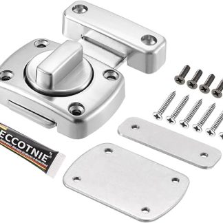 sourcing map Rotate Bolt Latch, Zinc Alloy Security Door Lock Gate Latches Nail-Free for Cabinet Furniture Bathroom Window, 2.2x1.6 Silver 1Pcs