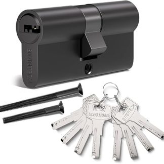 90 mm (45/45) Black Zinc Alloy Euro Cylinder Lock, Door Drum Lock, Key with 8 Horizontal Dimple Keys