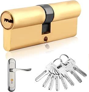 80mm(40/40) Thumb Turn Euro Cylinder Lock,High-Security Door Barrel Lock with 8 Keys,Anti-Snap Anti-Drill Anti-Bump Anti-Pick Features,Solid Brass Barrel for UPVC Wooden Patio and Composite Doors
