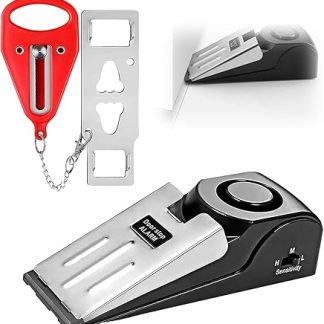 2Pcs Door Jammer, Hotel Lock Travel Safety, Jammers for Inside Doors, Obstruction Alarm, Double Headed Red Lock for Home Hotel Travel Security Personal Protection