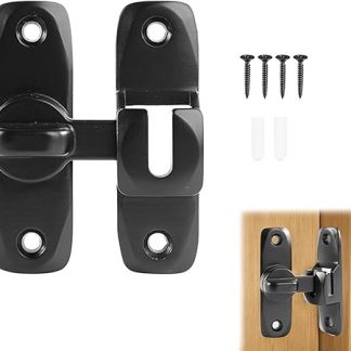 1PCS 90/180 Degree Flip Door Latch, Zinc Alloy Right Angle Barn Door Gate Latches Lock Door Lock Latch Hardware Black Flip Barn Door Locks for Barn Garden Bathroom Outdoor Garage Window Etc