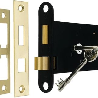 Infinity Decor Heavy Duty Electro Brass150mm 3 Lever Iron Horizontal Mortice Sash Lock with Key Latch Lock Set Shed Gate Door Replaces Union 2077
