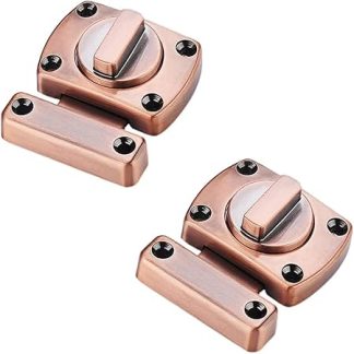 Szliyands Rotate Bolt Latches Hardware,Rotate Barn Door Lock, Rust-Resistant Metal Gate Latch with Screws, Easy to Install Safety Door Slide Lock for Inside Door, Wooden Doo.(2Pack Large)