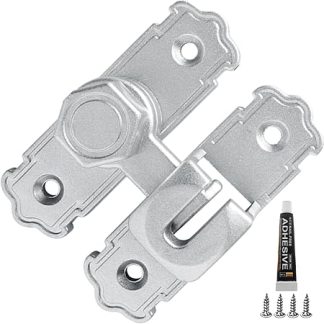 Sliding Door Latch, No Drilling Security Lock, Metal Interior Safety Hardware, Easy Installation for Kitchen, Bedroom, Bathroom, Backyard, Barn, School, Apartment, 2.96x0.91x0.16 Inches