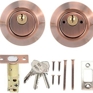 Deadbolt Lock Set, Double Cylinder Deadbolt Keyed Lockon Both Sides Two Way Adjustable Cylinder Deadbolt for Front Door(Copper)