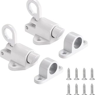 2pcs Door Spring Bolt, Door Bolt Locks, Latch Lock for Internal Door, Automatic Latch Lock Slide Spring Latch Bolt Aluminum Alloy Security Automatic Wooden Doors Cabinet Doors (White) (K184-2)