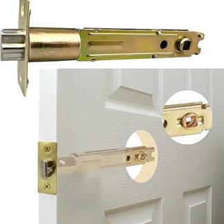 5 Inch Deadbolt Door Lock Replacement Latch Fits 5-Inch Backset Standard Entry Doors Knobset or 90°Rotation Leverset, Square Corner Faceplate Hardware, Polished Brass