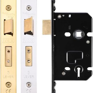 3 Lever Mortice Sash Door Lock Body Union 2277 Replacement ZURS364 ZURS376 (64mm Case Size - 44.5mm Backset, PVD Brass)