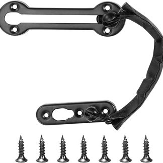 Acooruiteng Door Chain Stainless Steel Door Chains for Front Door Heavy Duty Door Chain Lock for Front Door Door Security Chain with 7 Screws for Home Hotel Apartment School Bedroom Black