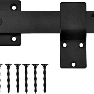 5.5 Flip Gate Latch Lock – Heavy Duty Barn Door Lock, Matte Black Iron Fence Gate Latch for Outdoor Swing Doors, Sheds, Garages, Cabins, and Wooden Cabinets