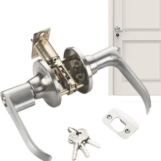 Door Lock | Ball Door Handle Lock Set - Handle Interior Bedroom Room Bathroom Three-Bar - with 3 Keys for- Home