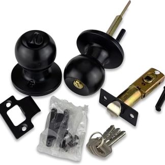 HANDLESTORE® Locking Door Knobs - Entrance, Privacy or Passage with Keys or Thumb Locking - Matt Black (Entrance Knob)