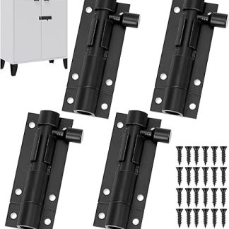 4 Pack Small Bolt Lock, 2 Inch Barrel Bolt Lock, Slide Bolt Latch, Stainless Steel Door Latch Lock with Screws, Door Bolts for Internal Doors, Black Gate Bolt, Door Lock Bolt for Doors, Cabinets
