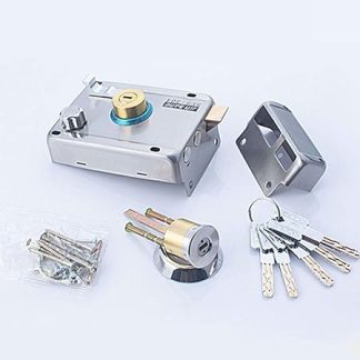 External Door Lock, Night Latch External Door Lock Stainless Steel for Front Door, High Security for Your Home or Workplace with 5 Key(Open Left with Side)
