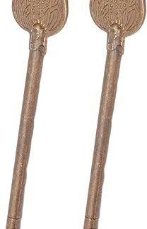 2Pcs Brass Leaf Shape Retro Style Cabinet Key Latch, Metal Lock Door Key Latch for Household Cabinet Key Latch Barrel Locking Pin Bronze Tone