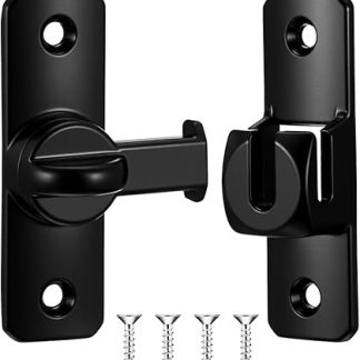Black 90/180 Degree Sliding Barn Door Lock Heavy Duty Fixed Buckle Cabinet Lock for Safety Doors Flip Latch Bolt for Curved Buckle Doors Secure Small Flip Gate Locks for Home Commercial Use
