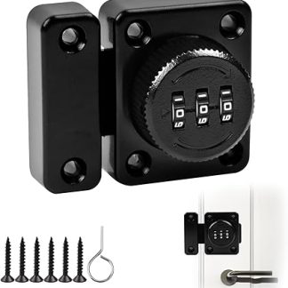 3 Digit Combination Door Latch Latch Locks with Small Combination Door Latch for Interior Sliding Doors Cabinet, Black